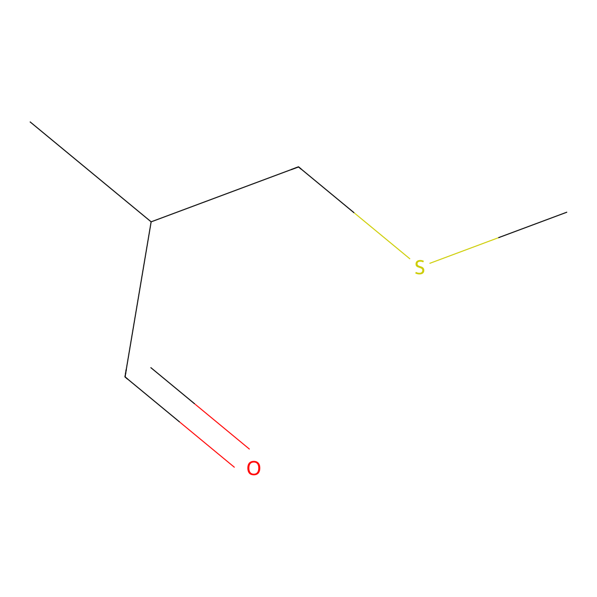 2-Methyl-3-(methylthio)propionaldehyde molecular structure, CAS 57041-76-6