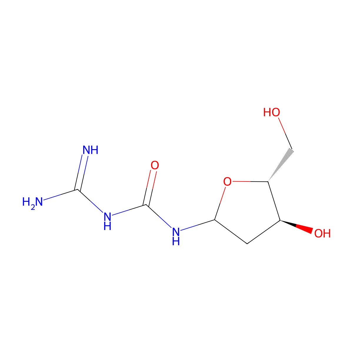 N-(Aminoiminomethyl)-N'-(2-deoxy-D-erythro-pentofuranosyl)urea molecular structure, CAS 570410-72-9