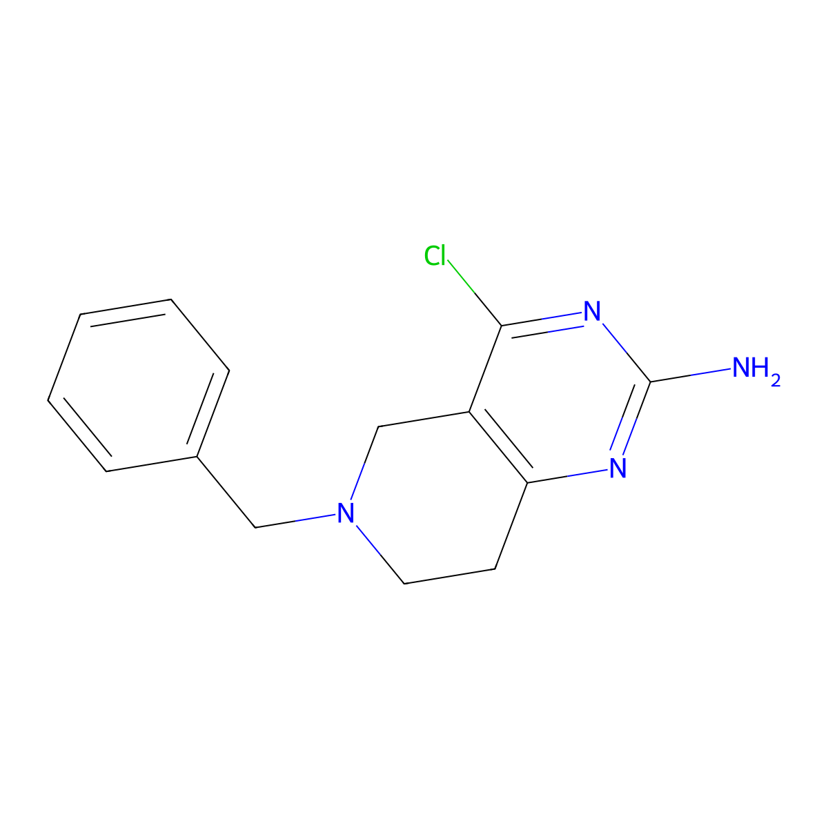 6-Benzyl-4-chloro-5,6,7,8-tetrahydropyrido[4,3-d]pyrimidin-2-amine molecular structure, CAS 570415-48-4