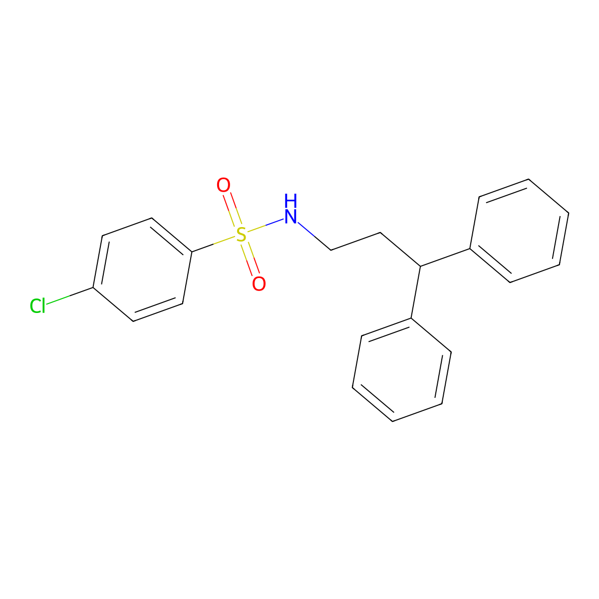4-chloro-N-(3,3-diphenylpropyl)benzenesulfonamide molecular structure, CAS 570418-51-8