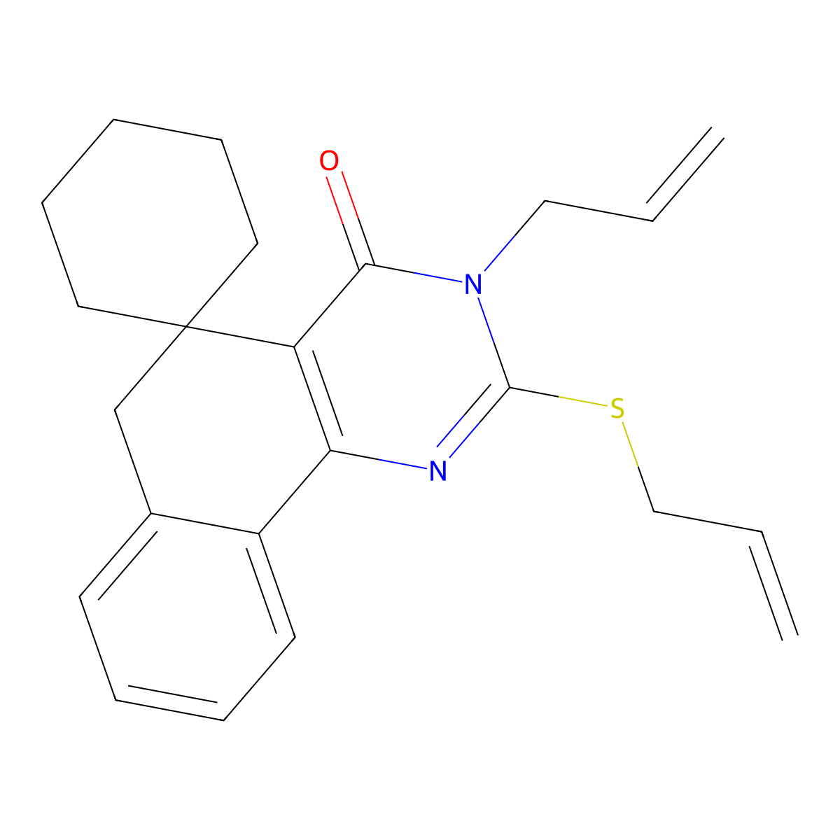 3-prop-2-enyl-2-prop-2-enylsulfanylspiro[6H-benzo[h]quinazoline-5,1'-cyclohexane]-4-one molecular structure, CAS 5705-09-9