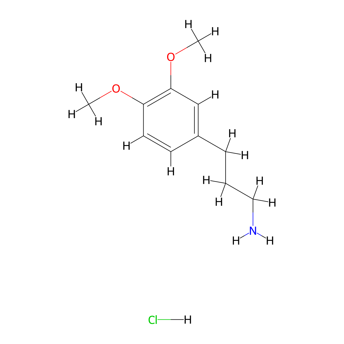 3,4-Dimethoxybenzenepropanamine hydrochloride molecular structure, CAS 5705-54-4