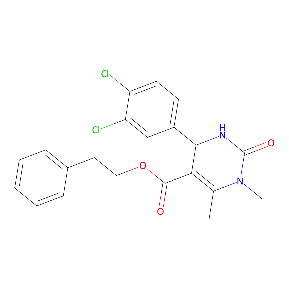 2-Phenylethyl 4-(3,4-dichlorophenyl)-1,6-dimethyl-2-oxo-1,2,3,4-tetrahydro-5-pyrimidinecarboxylate molecular structure, CAS 5705-93-1