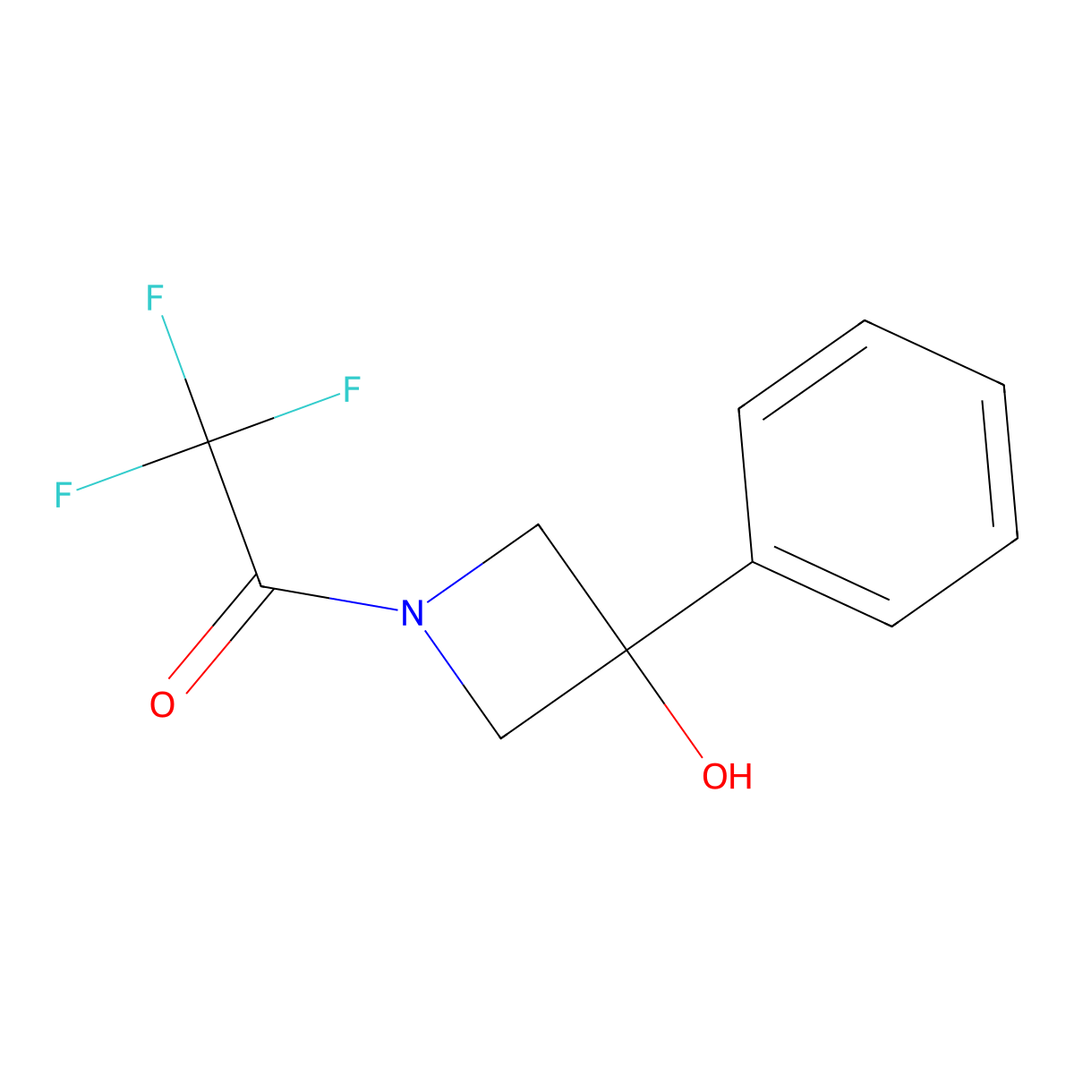 2,2,2-Trifluoro-1-(3-hydroxy-3-phenylazetidin-1-yl)ethan-1-one molecular structure, CAS 57052-66-1
