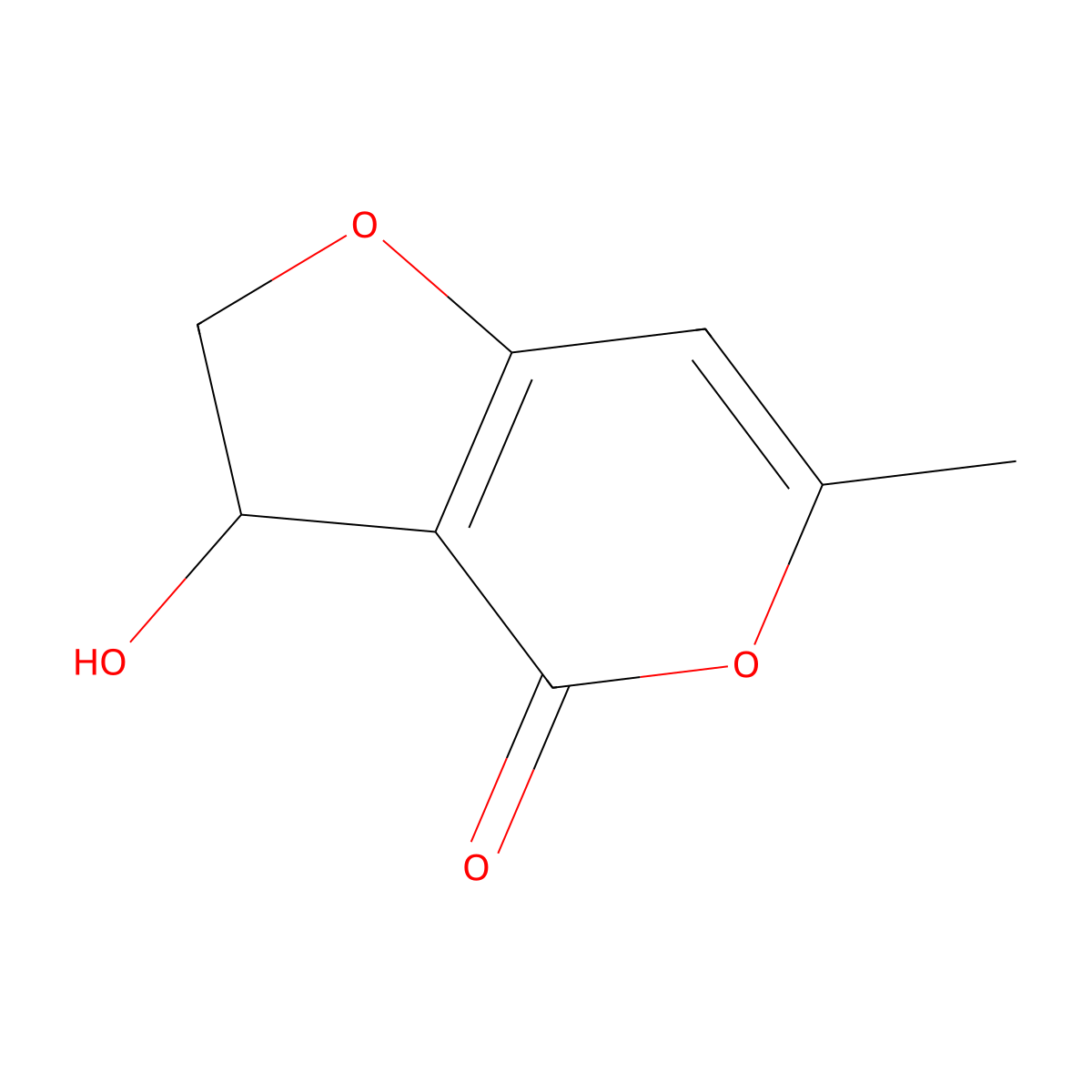3-hydroxy-6-methyl-2,3-dihydro-4H-furo[3,2-c]pyran-4-one molecular structure, CAS 57053-18-6