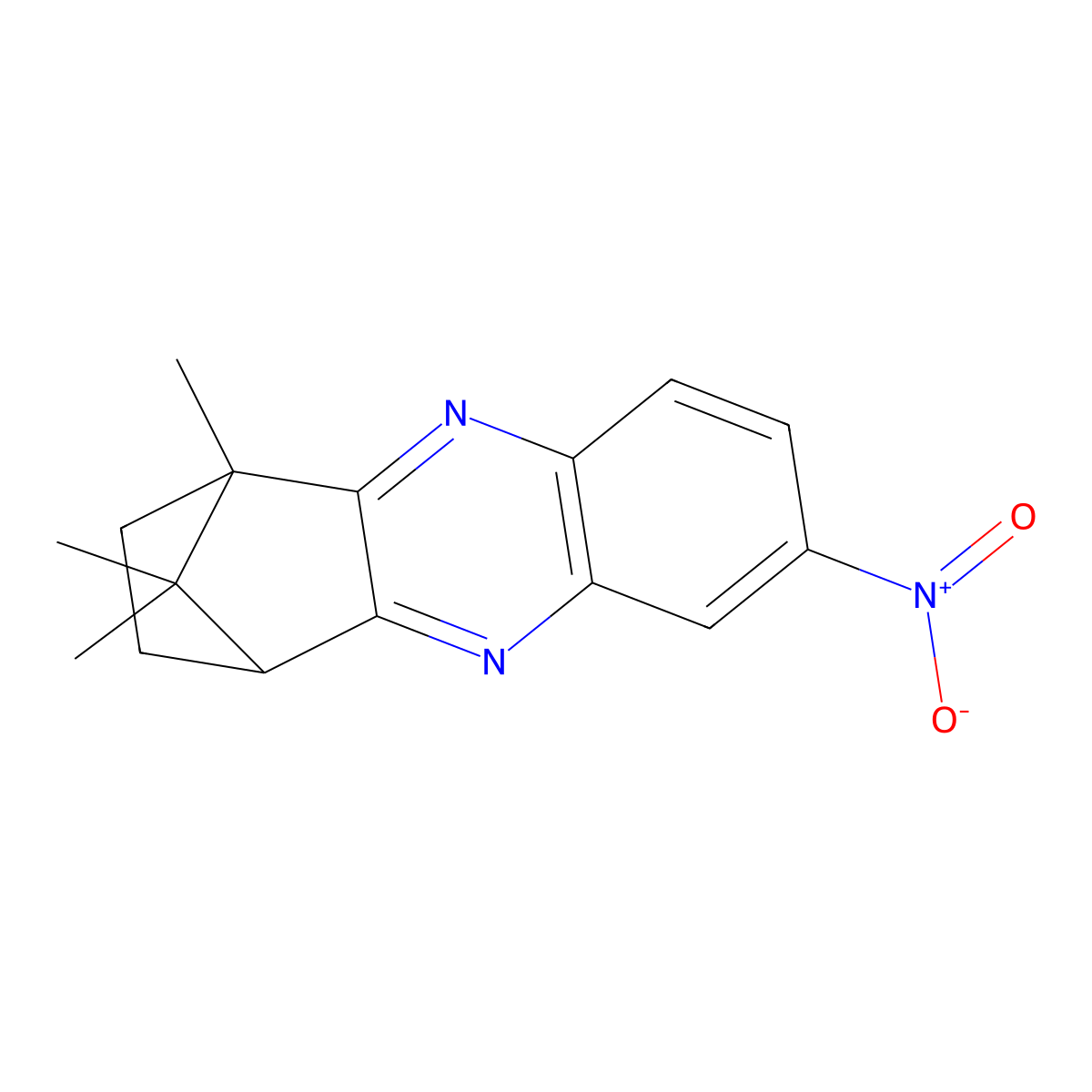 1,11,11-Trimethyl-7-nitro-1,2,3,4-tetrahydro-1,4-methanophenazine molecular structure, CAS 57054-78-1