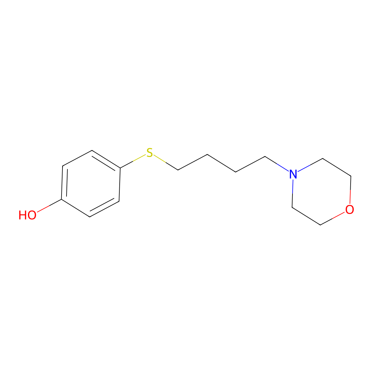 4-(4-Morpholinobutylthio)phenol molecular structure, CAS 57055-82-0