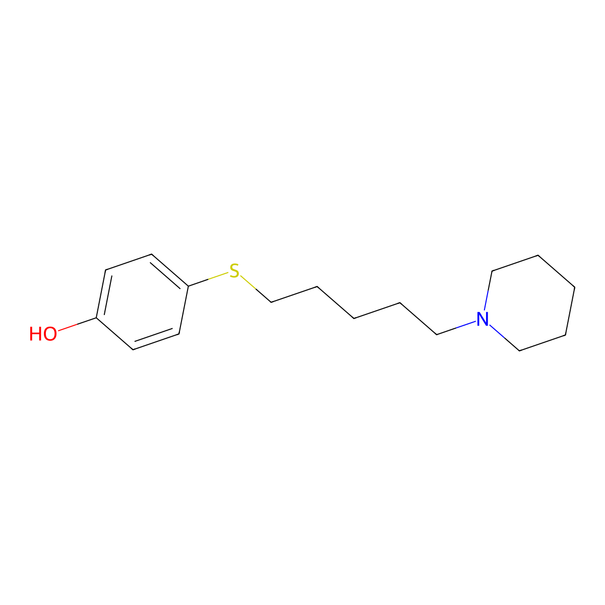 4-[[5-(1-Piperidinyl)pentyl]thio]phenol molecular structure, CAS 57055-83-1
