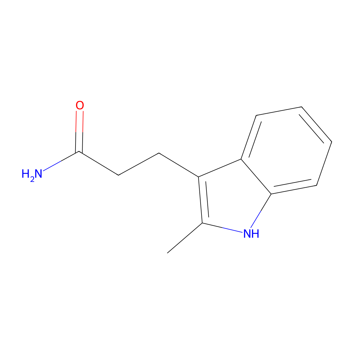 3-(2-methyl-1H-indol-3-yl)propanamide molecular structure, CAS 57056-24-3