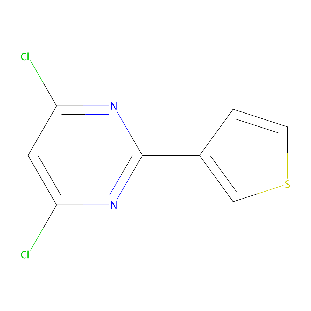 Pyrimidine, 4,6-dichloro-2-(3-thienyl)- molecular structure, CAS 57059-14-0