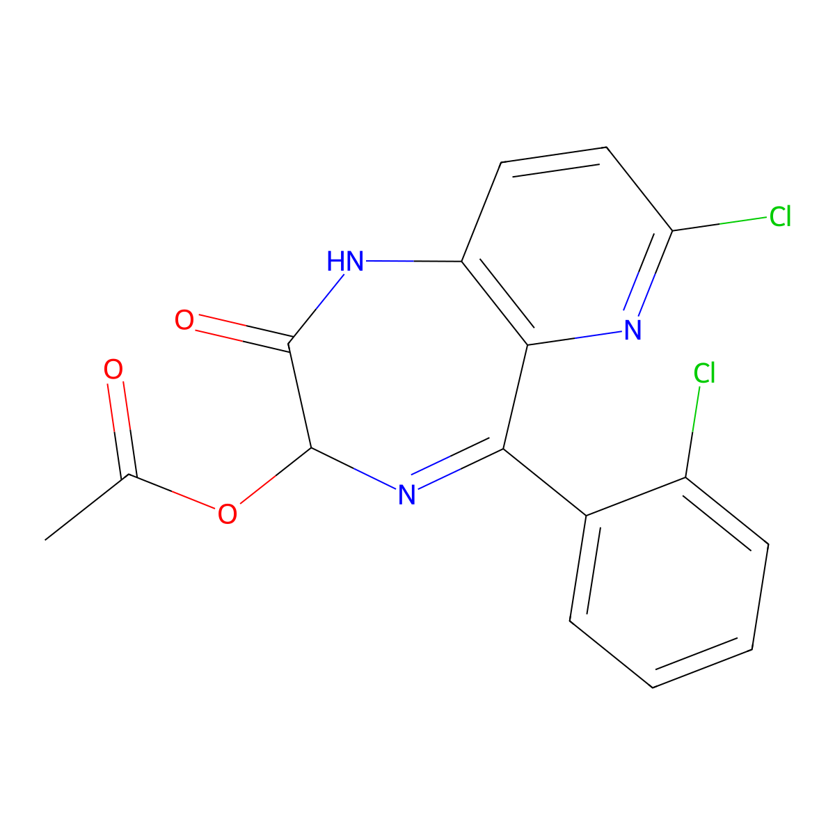 3-(Acetoxy)-7-chloro-5-(2-chlorophenyl)-1,3-dihydro-2H-pyrido[3,2-E]-1,4-diazepin-2-one molecular structure, CAS 57059-34-4