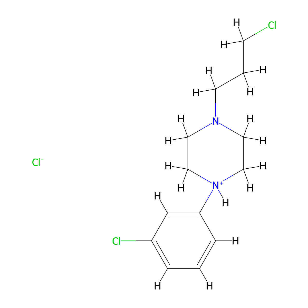 1-(3-Chlorophenyl)-4-(3-chloropropyl)piperazin-1-ium;chloride molecular structure, CAS 57059-62-8