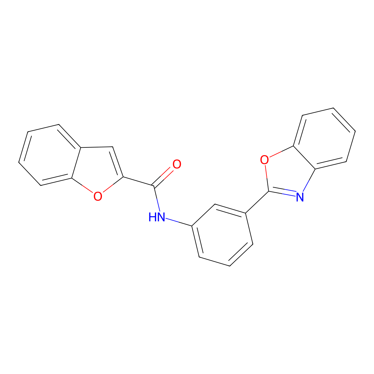 N-[3-(1,3-benzoxazol-2-yl)phenyl]-1-benzofuran-2-carboxamide molecular structure, CAS 5706-49-0