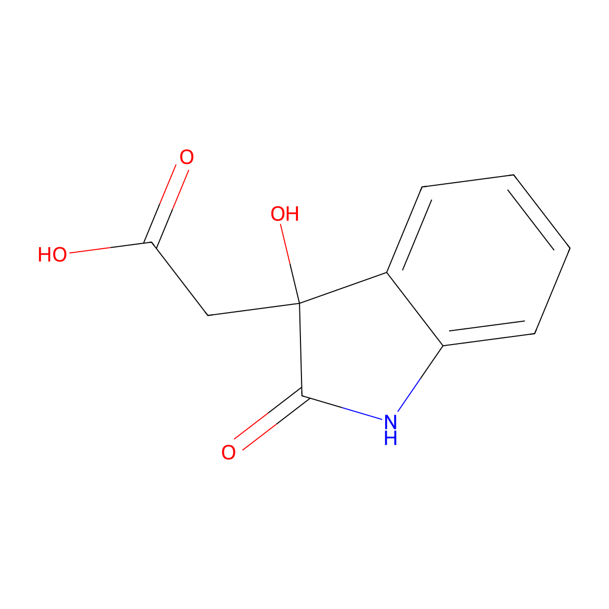 1H-Indole-3-acetic acid, 2,3-dihydro-3-hydroxy-2-oxo- molecular structure, CAS 57061-17-3