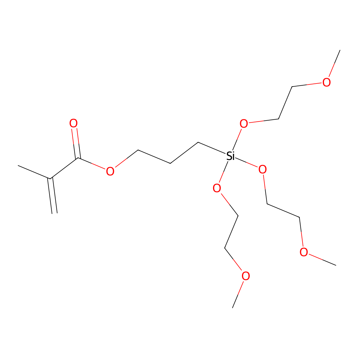 2-Propenoic acid, 2-methyl-, 3-(tris(2-methoxyethoxy)silyl)propyl ester molecular structure, CAS 57069-48-4