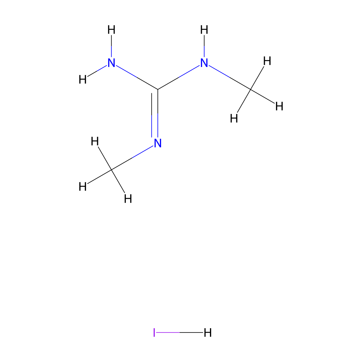 N,N'-dimethylguanidine hydroiodide molecular structure, CAS 57069-85-9