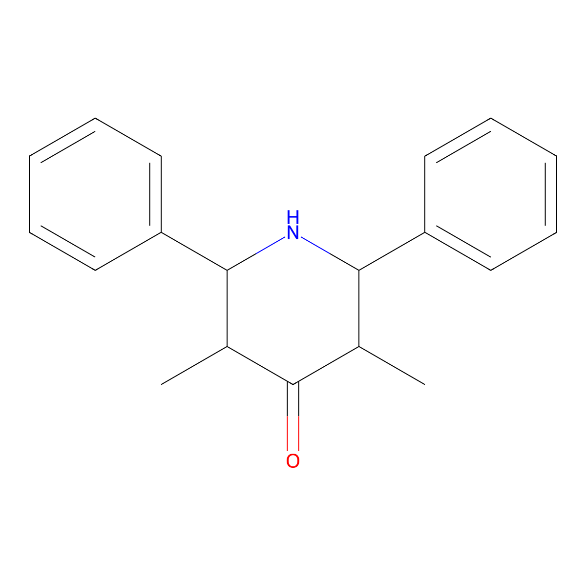 3,5-Dimethyl-2,6-diphenyl-4-piperidinone molecular structure, CAS 5707-11-9