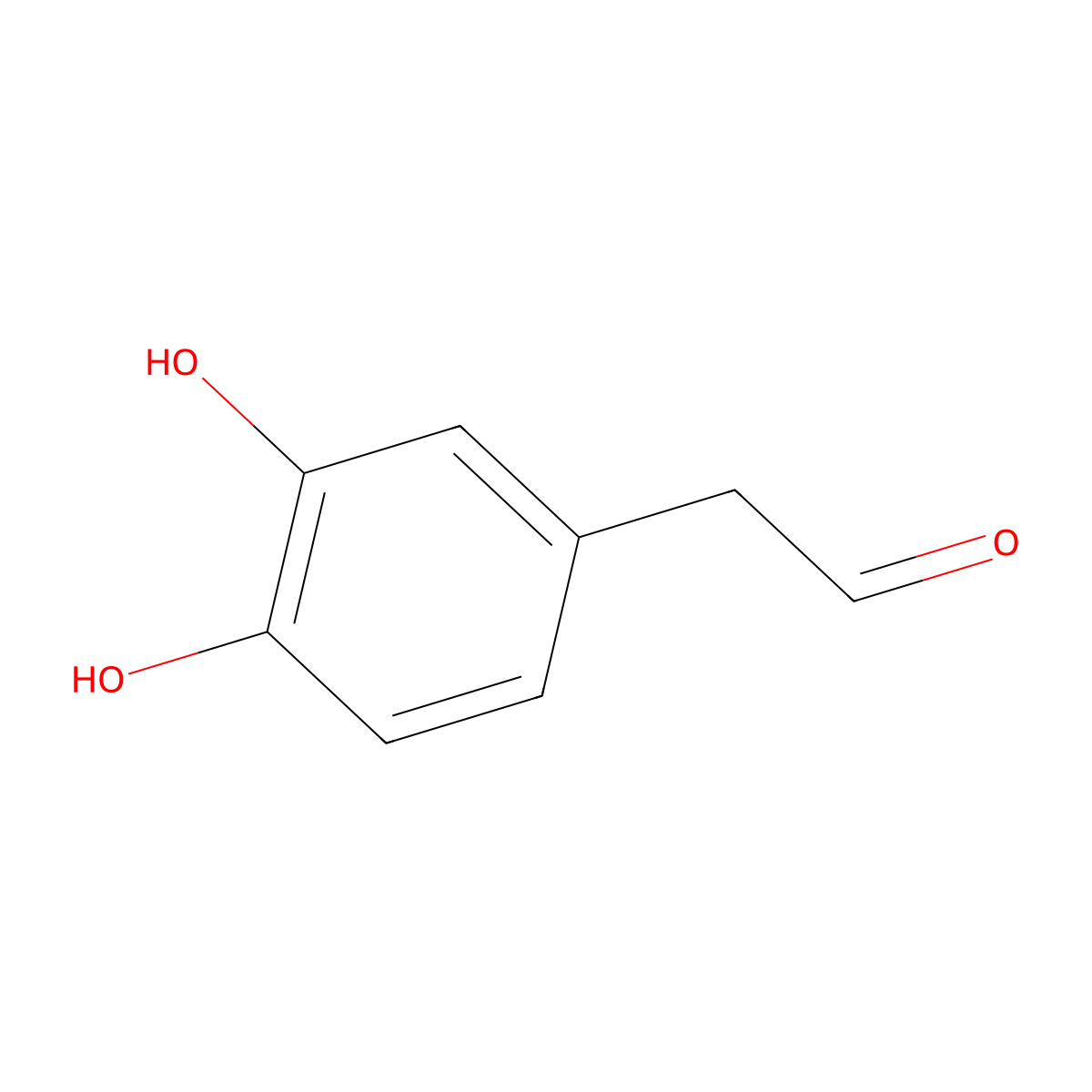(3,4-Dihydroxyphenyl)acetaldehyde molecular structure, CAS 5707-55-1