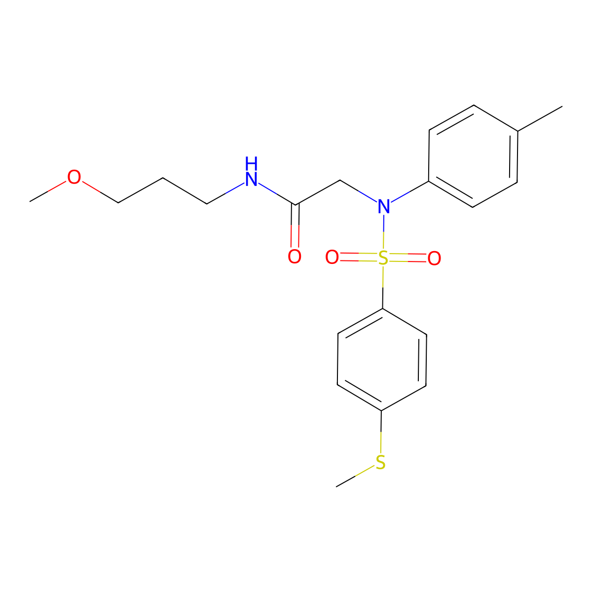 N-(3-methoxypropyl)-2-(4-methyl-N-(4-methylsulfanylphenyl)sulfonylanilino)acetamide molecular structure, CAS 5707-70-0