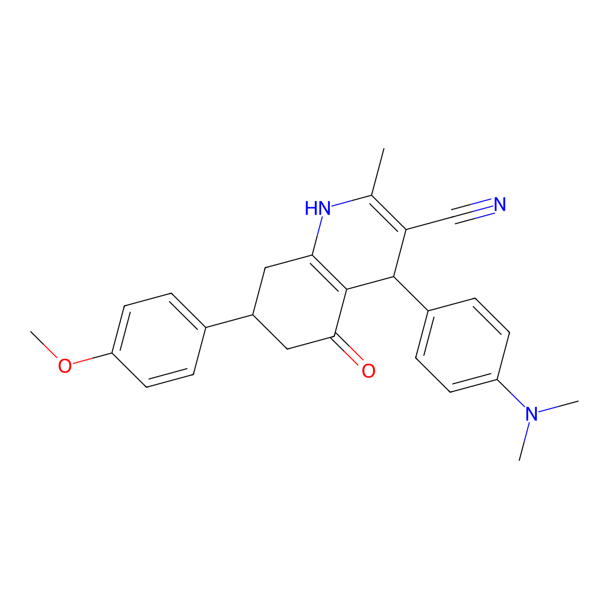 4-[4-(Dimethylamino)phenyl]-7-(4-methoxyphenyl)-2-methyl-5-oxo-1,4,5,6,7,8-hexahydroquinoline-3-carbonitrile molecular structure, CAS 5707-72-2