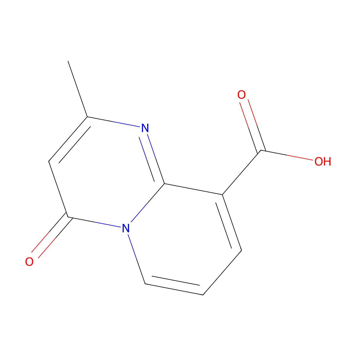 2-methyl-4-oxo-4H-pyrido[1,2-a]pyrimidine-9-carboxylic acid molecular structure, CAS 57073-56-0