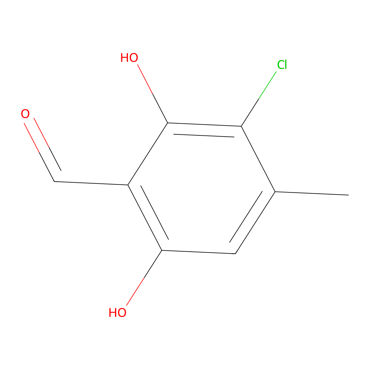 3-Chloro-2,6-dihydroxy-4-methylbenzaldehyde molecular structure, CAS 57074-21-2