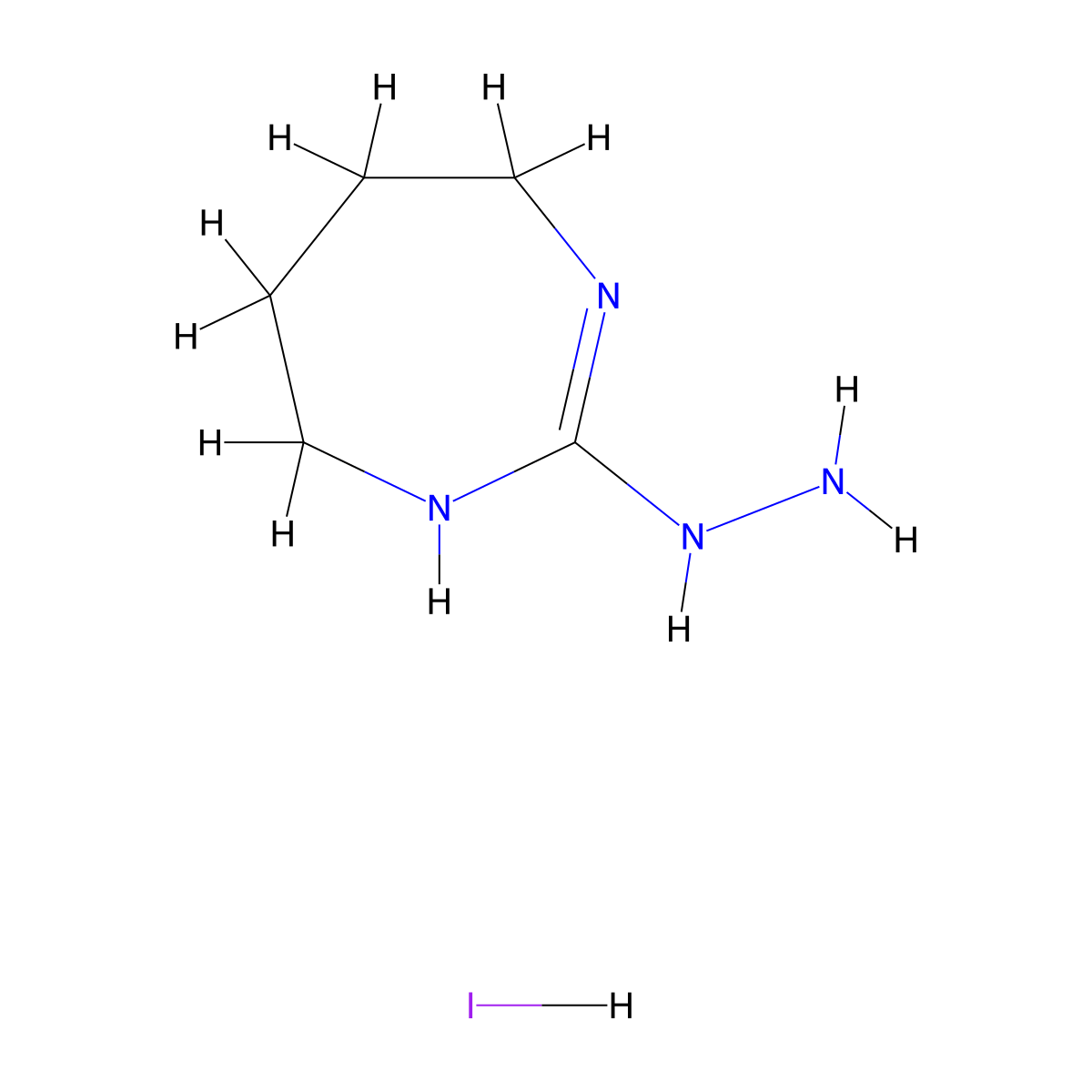 1,3-Diazepan-2-one hydrazone hydroiodide molecular structure, CAS 57076-93-4