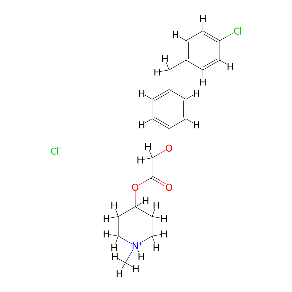 Acetic acid, 2-(4-(4-chlorobenzyl)phenoxy)-, 1-methyl-4-piperidyl ester, hydrochloride molecular structure, CAS 57081-55-7