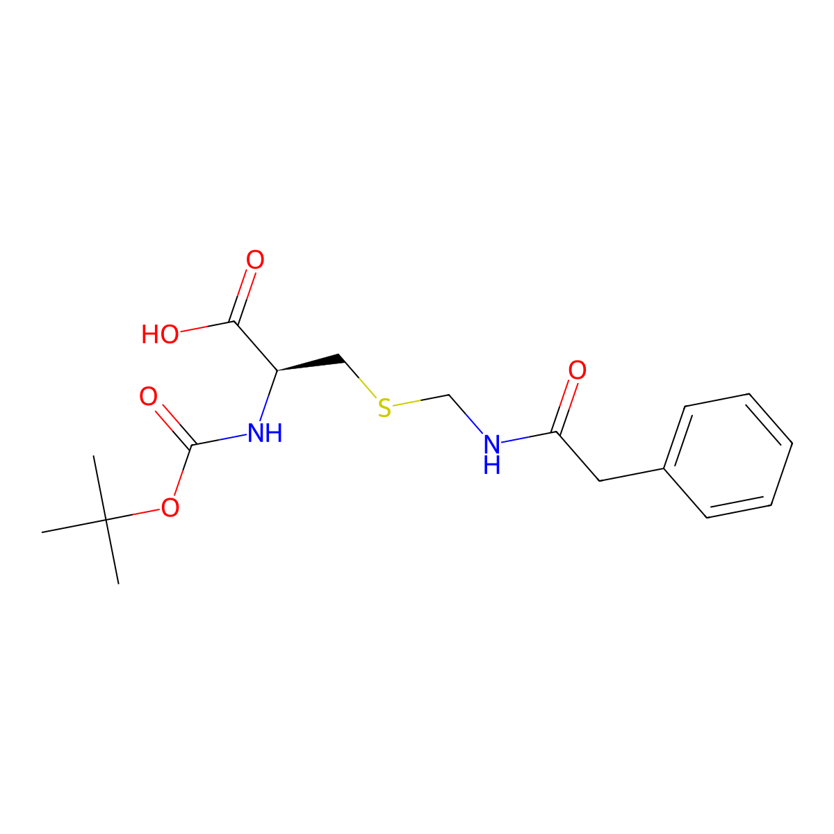 (S)-2-((tert-Butoxycarbonyl)amino)-3-(((2-phenylacetamido)methyl)thio)propanoic acid molecular structure, CAS 57084-73-8