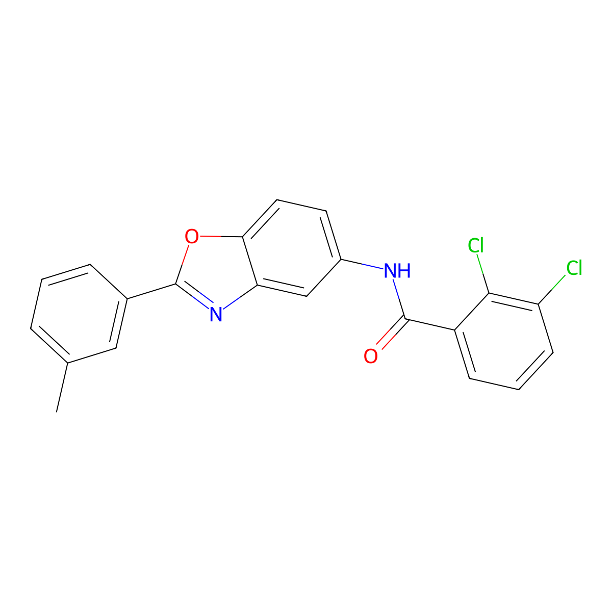2,3-dichloro-N-[2-(3-methylphenyl)-1,3-benzoxazol-5-yl]benzamide molecular structure, CAS 5709-01-3