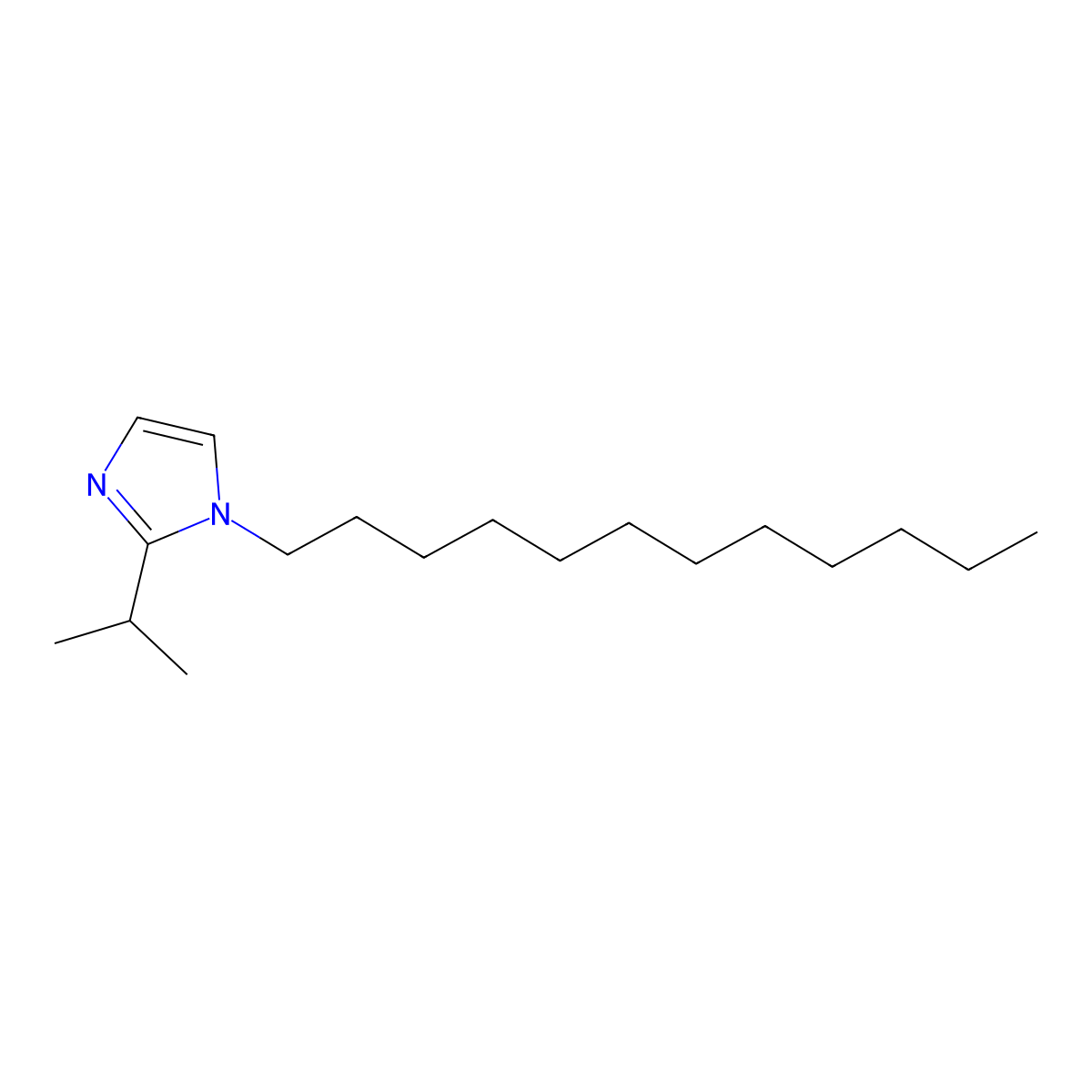 1H-Imidazole, 1-dodecyl-2-(1-methylethyl)- molecular structure, CAS 5709-26-2