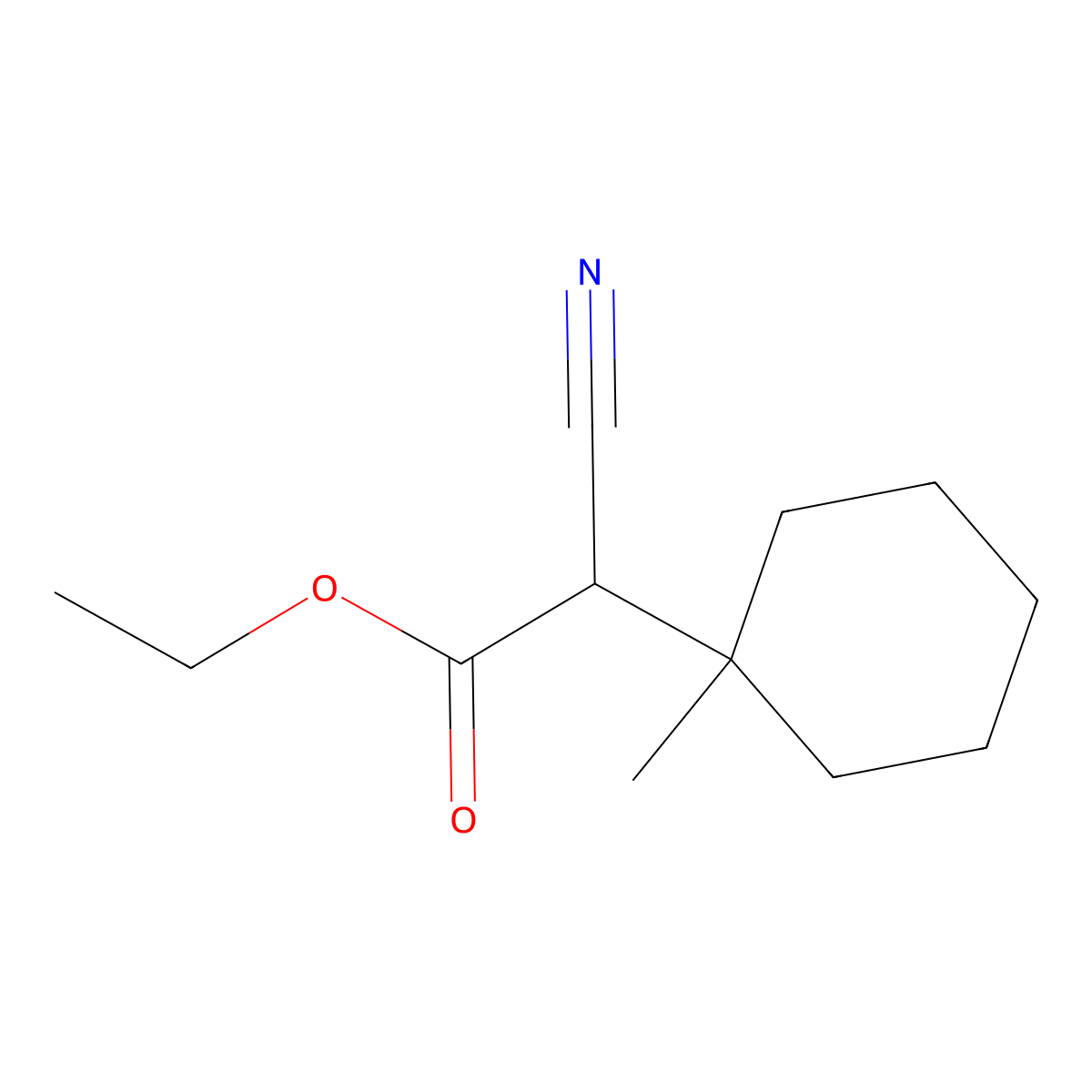 Ethyl 2-cyano-2-(1-methylcyclohexyl)acetate molecular structure, CAS 57093-55-7