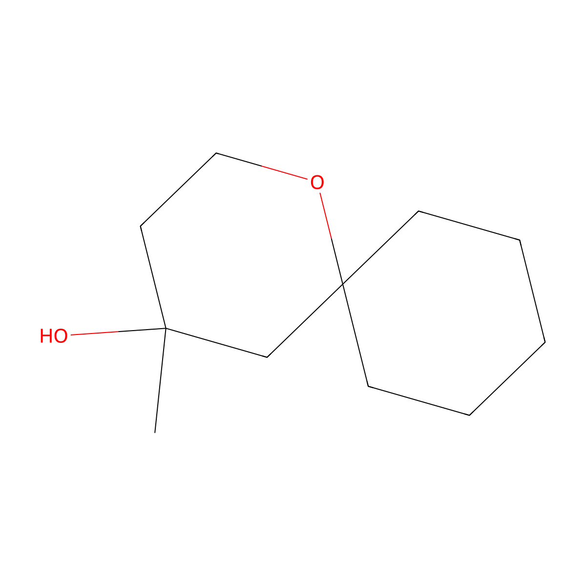 1-Oxaspiro(5.5)undecan-4-ol, 4-methyl- molecular structure, CAS 57094-40-3