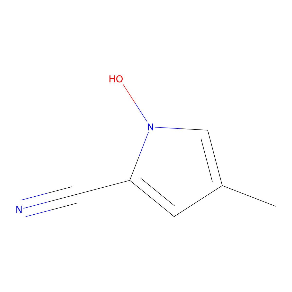 1H-Pyrrole-2-carbonitrile, 1-hydroxy-4-methyl- molecular structure, CAS 57097-42-4