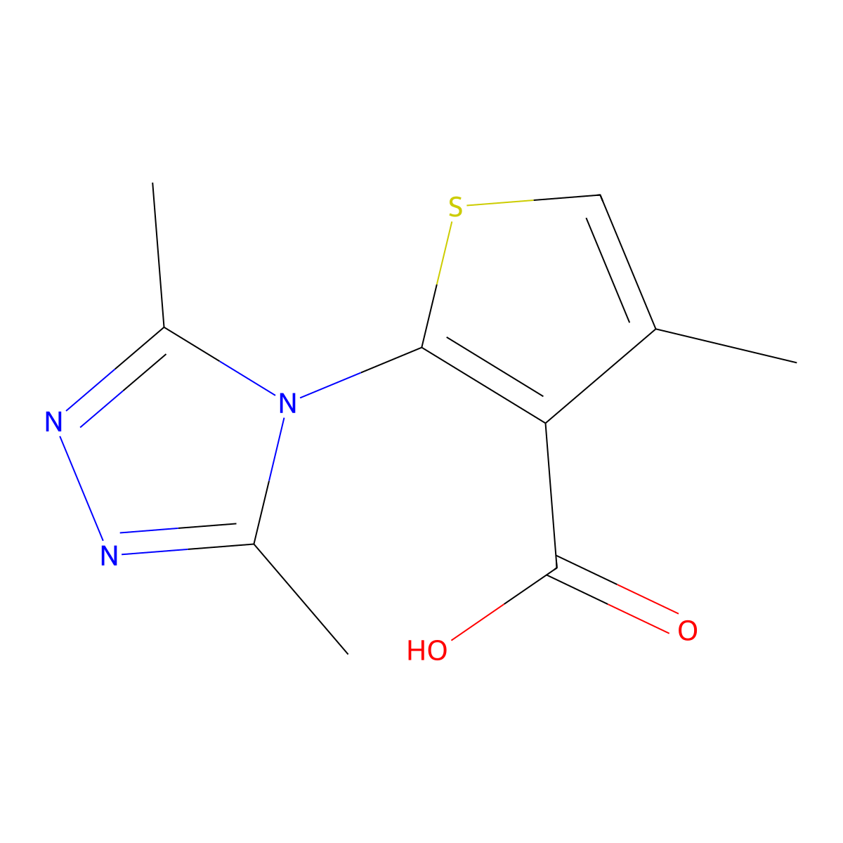 2-(3,5-dimethyl-4H-1,2,4-triazol-4-yl)-4-methylthiophene-3-carboxylic acid molecular structure, CAS 57098-41-6