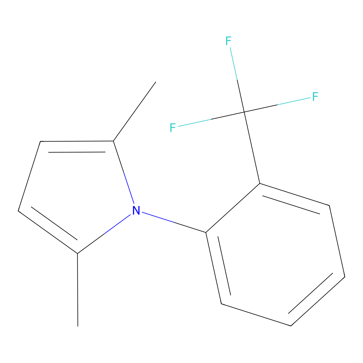 2,5-dimethyl-1-[2-(trifluoromethyl)phenyl]-1H-pyrrole molecular structure, CAS 571-66-4