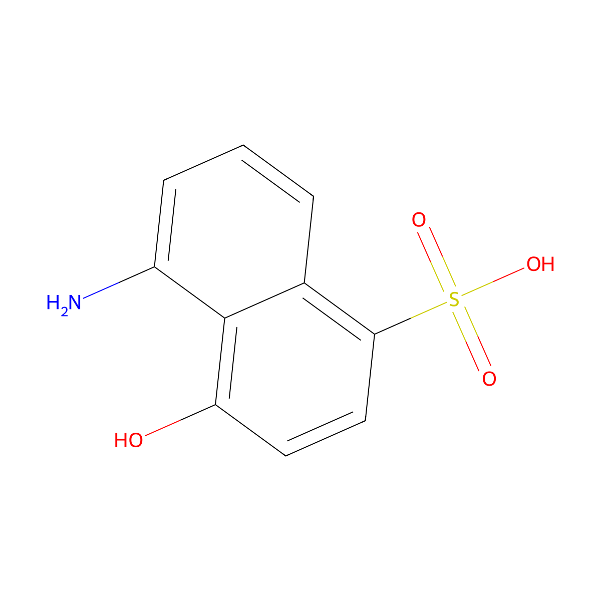5-Amino-4-hydroxynaphthalene-1-sulfonic acid molecular structure, CAS 571-79-9