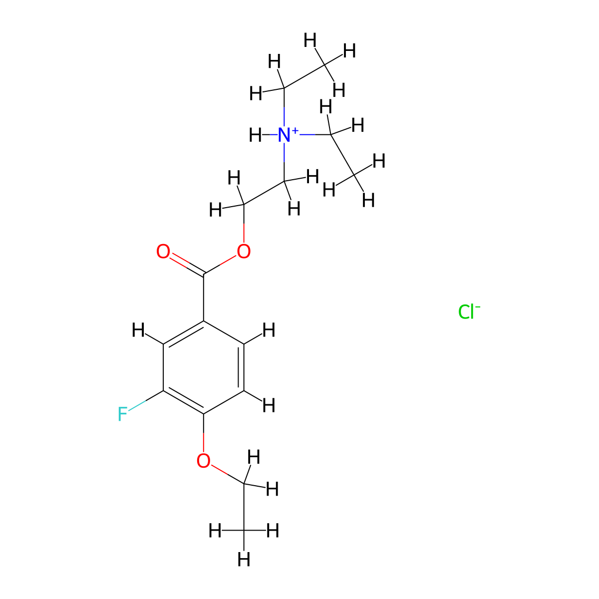 2-(Diethylamino)ethyl 4-ethoxy-3-fluorobenzoate--hydrogen chloride (1/1) molecular structure, CAS 5710-74-7