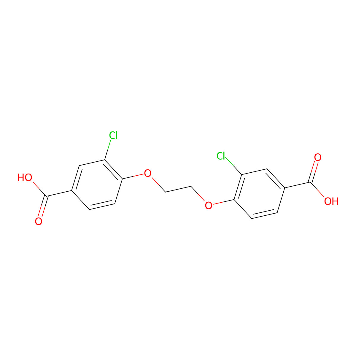 4,4'-(1,2-Ethanediylbis(oxy))bis(3-chlorobenzoic) acid molecular structure, CAS 57101-71-0