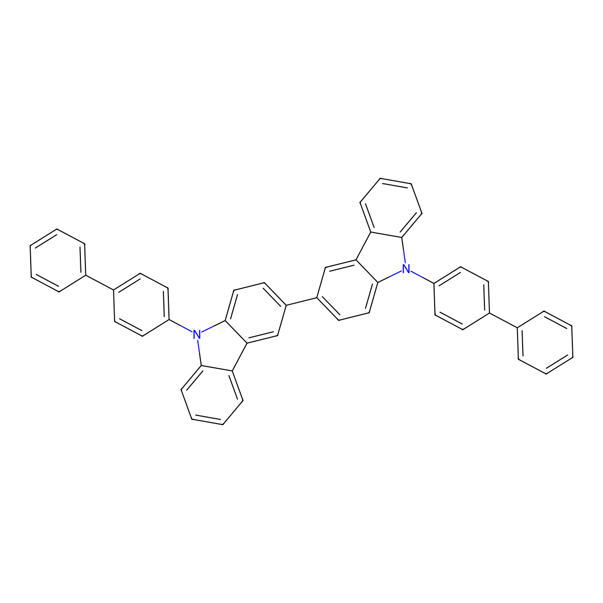 9,9'-Di([1,1'-biphenyl]-4-yl)-9H,9'H-3,3'-bicarbazole molecular structure, CAS 57102-51-9