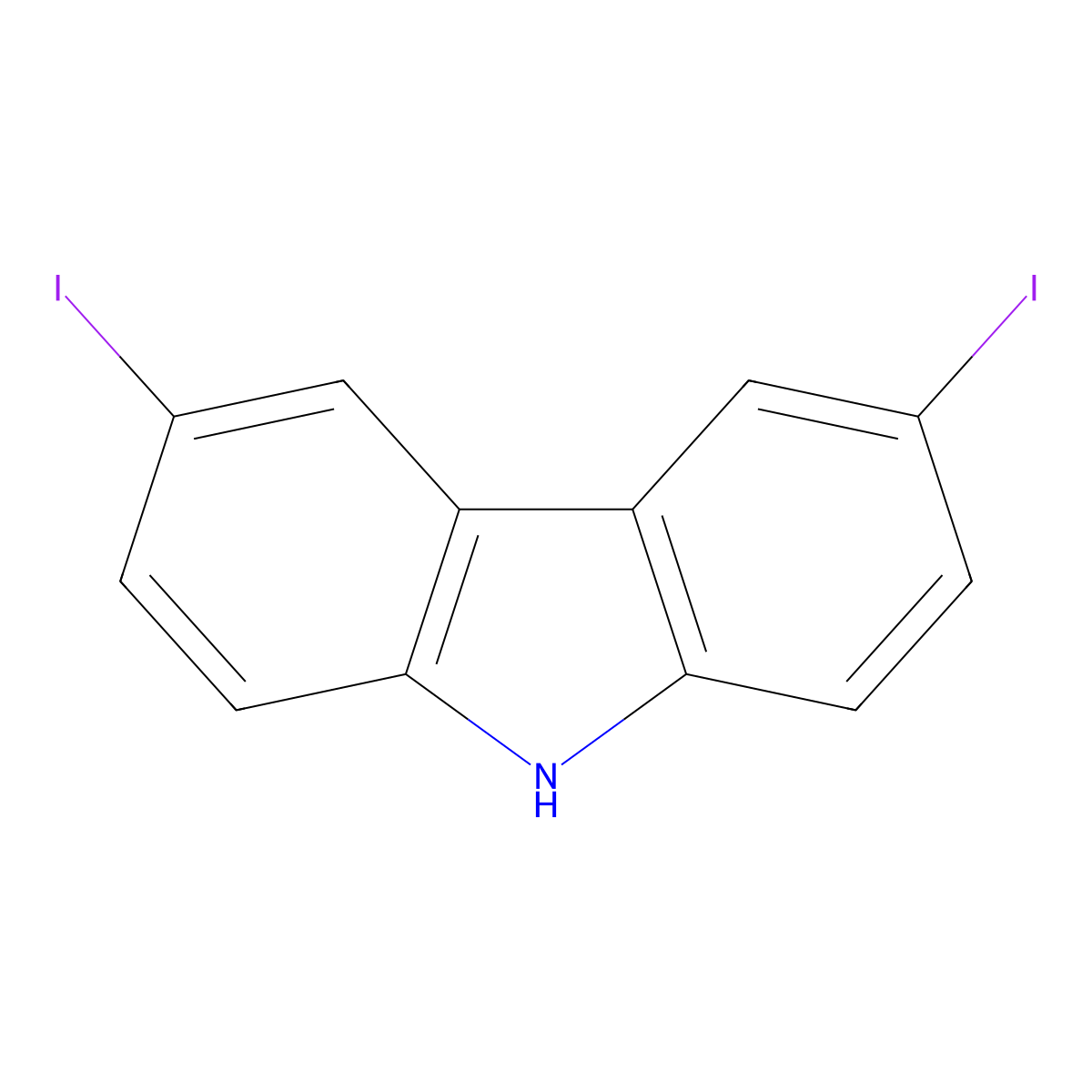 3,6-diiodo-9H-carbazole molecular structure, CAS 57103-02-3