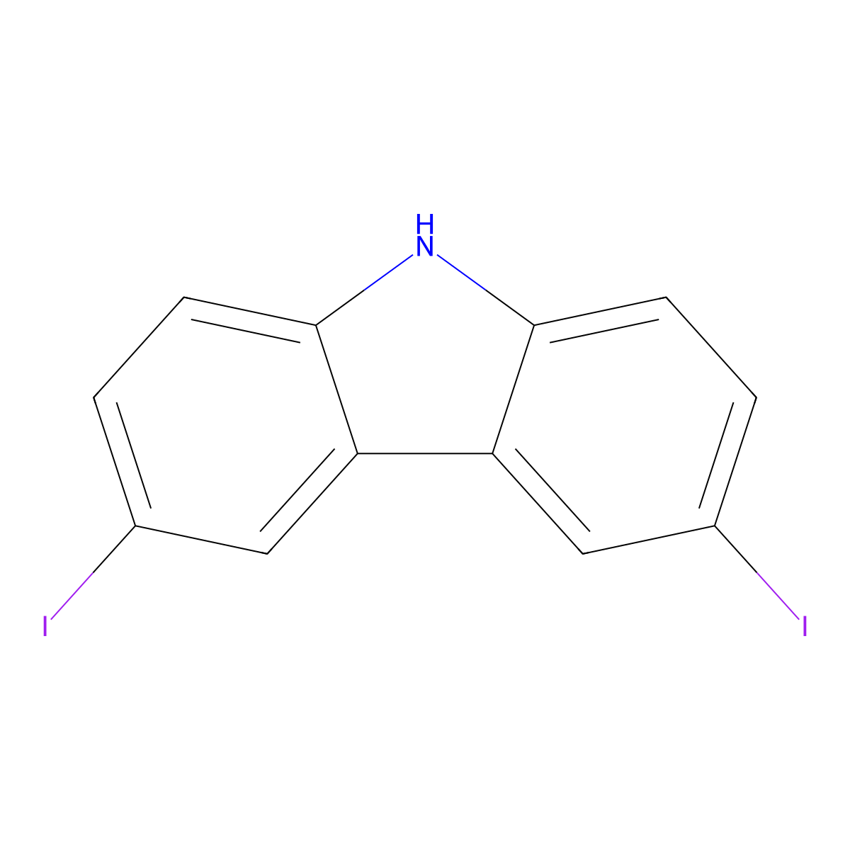 3,6-diiodo-9H-carbazole molecular structure, CAS 57103-02-3