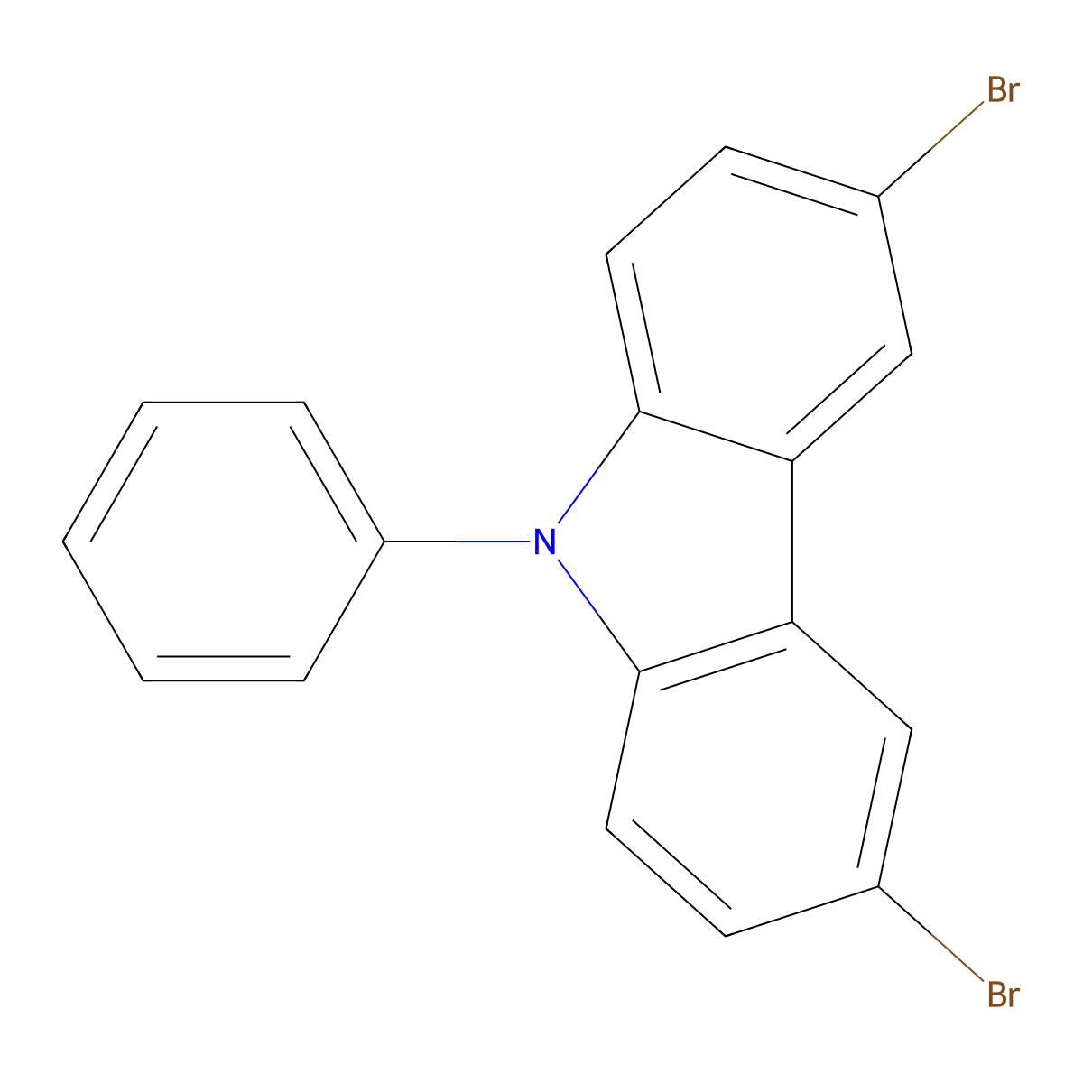 3,6-Dibromo-9-phenylcarbazole molecular structure, CAS 57103-20-5