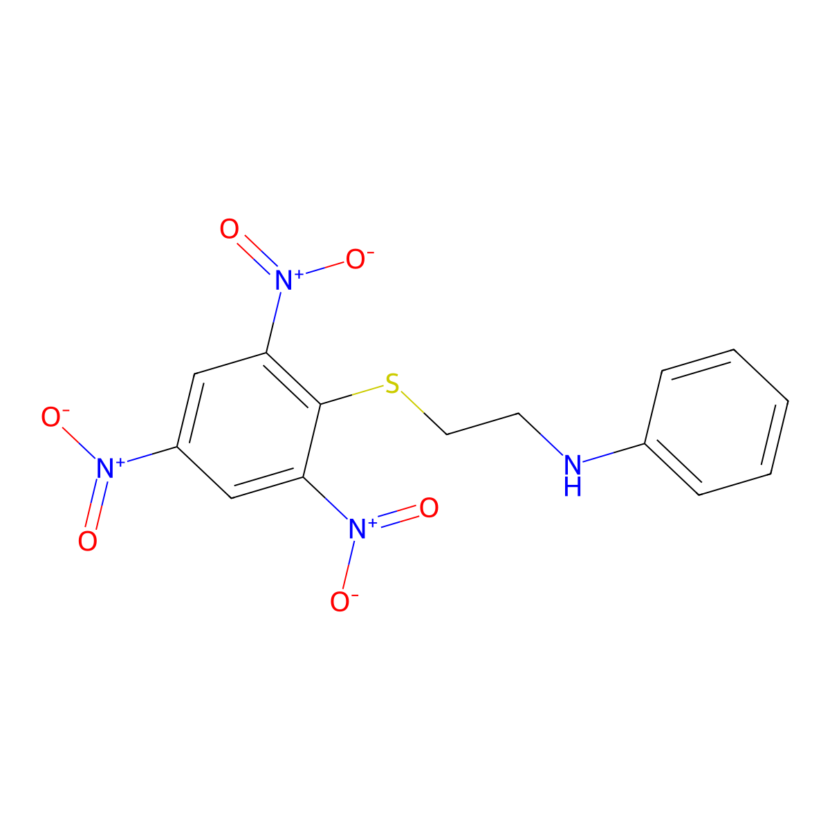 N-[2-(2,4,6-trinitrophenyl)sulfanylethyl]aniline molecular structure, CAS 57107-21-8