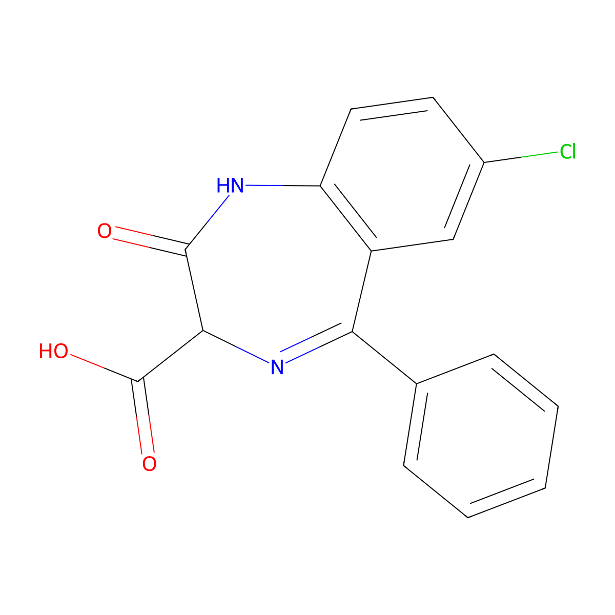 Clorazepate molecular structure, CAS 57109-90-7