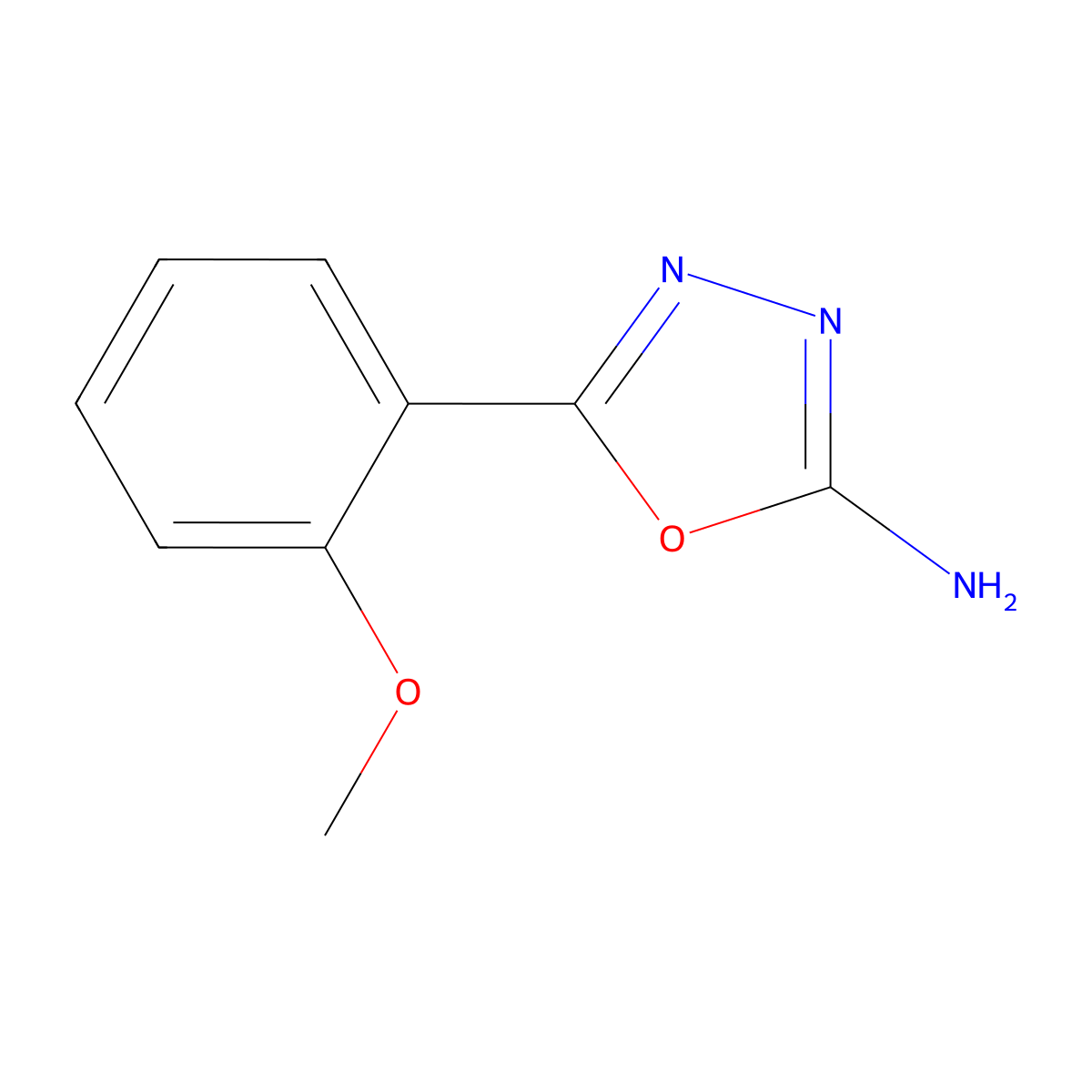 1,3,4-Oxadiazole, 2-amino-5-(o-methoxyphenyl)- molecular structure, CAS 5711-59-1