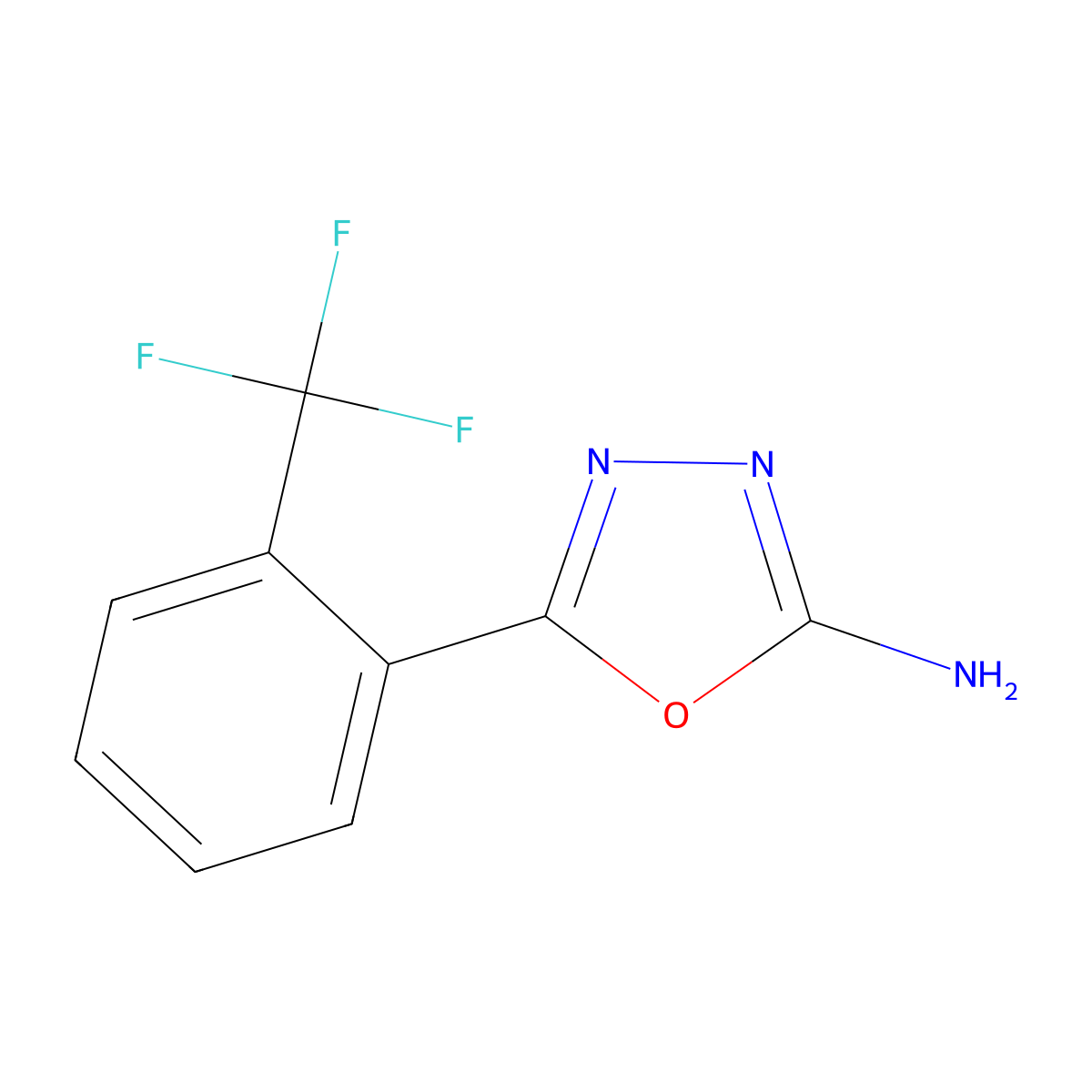 5-[2-(Trifluoromethyl)phenyl]-1,3,4-oxadiazol-2-amine molecular structure, CAS 5711-62-6
