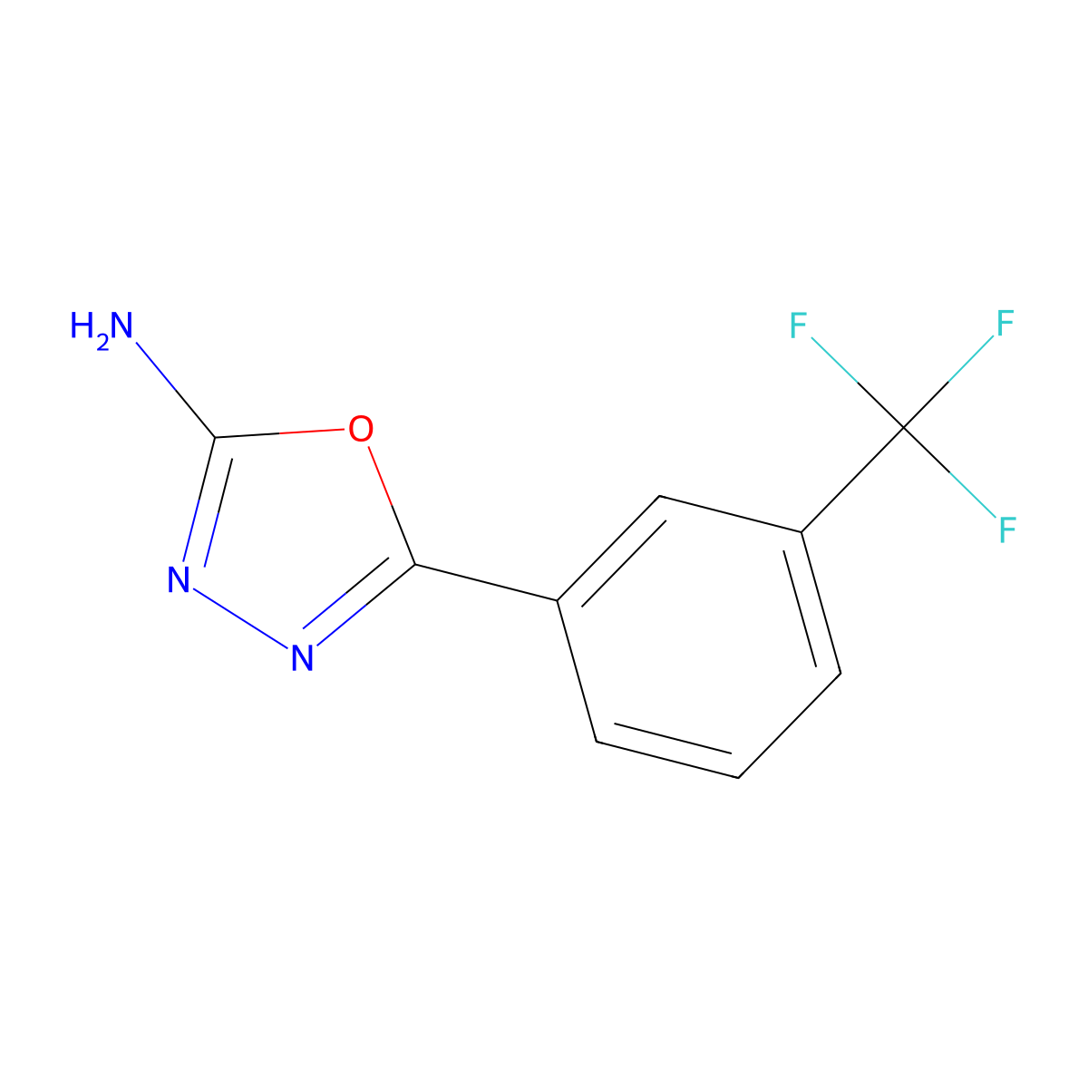 1,3,4-Oxadiazole, 2-amino-5-(alpha,alpha,alpha-trifluoro-m-tolyl)- molecular structure, CAS 5711-64-8