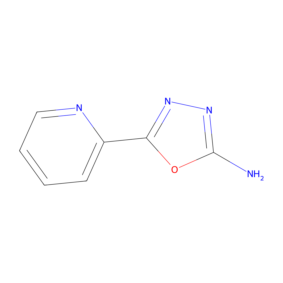 1,3,4-Oxadiazole, 2-amino-5-(2-pyridyl)- molecular structure, CAS 5711-72-8