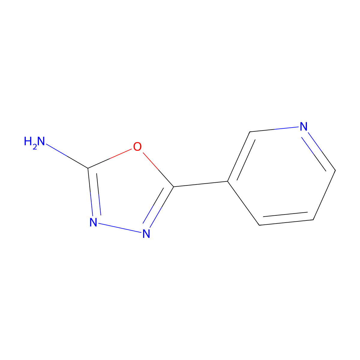 1,3,4-Oxadiazole, 2-amino-5-(3-pyridyl)- molecular structure, CAS 5711-73-9